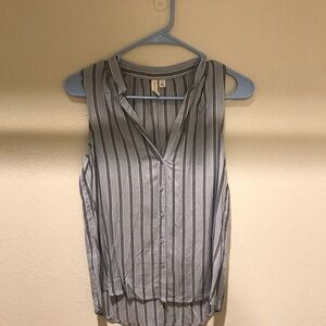 Sleeveless Striped Button-Front Top